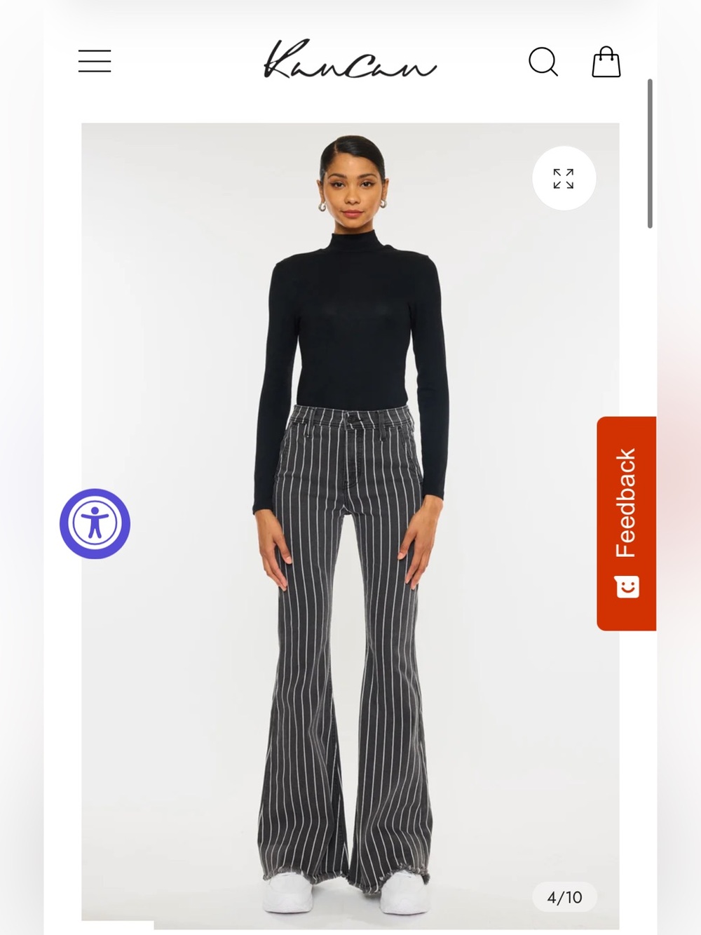 Kancan Lura High Rise Flare jeans in gray with pinstripes  -size 25 - Picture 7 of 8